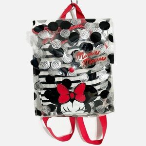 Disney Minnie Mouse Clear Backpack w Minnie and Polka Dot Graphic Striped Insert